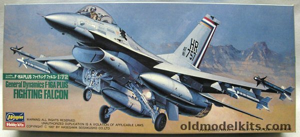 Hasegawa 1/72 General Dynamics F-16A Plus Fighting Falcon - USAF 50th TFW Hahn Airbase West Germany 'Gun Smoke' 1983 / 8th TFW 'Wolf Pack' Kunsan AFB Korea / Royal Netherland Air Force 311 Sq Volkel AFB Holland, 601 plastic model kit